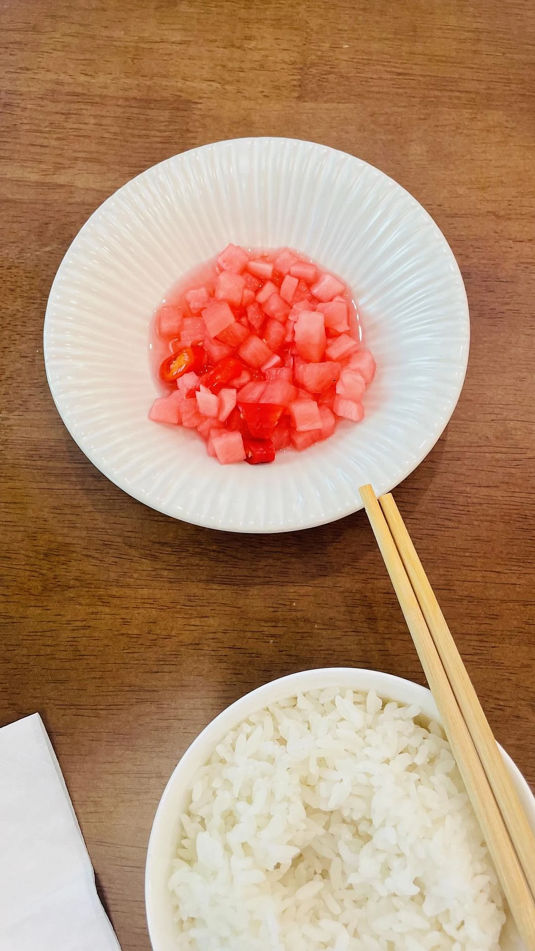 今天的中饭：萝卜丁配白米饭🍚 - 图1
