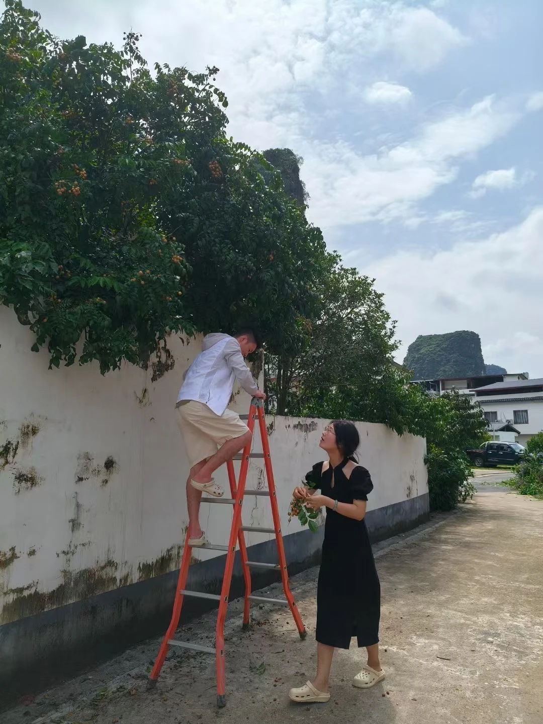 在阳朔的第二顿中饭，一家私房菜馆，顺便摘了一把老 - 图4